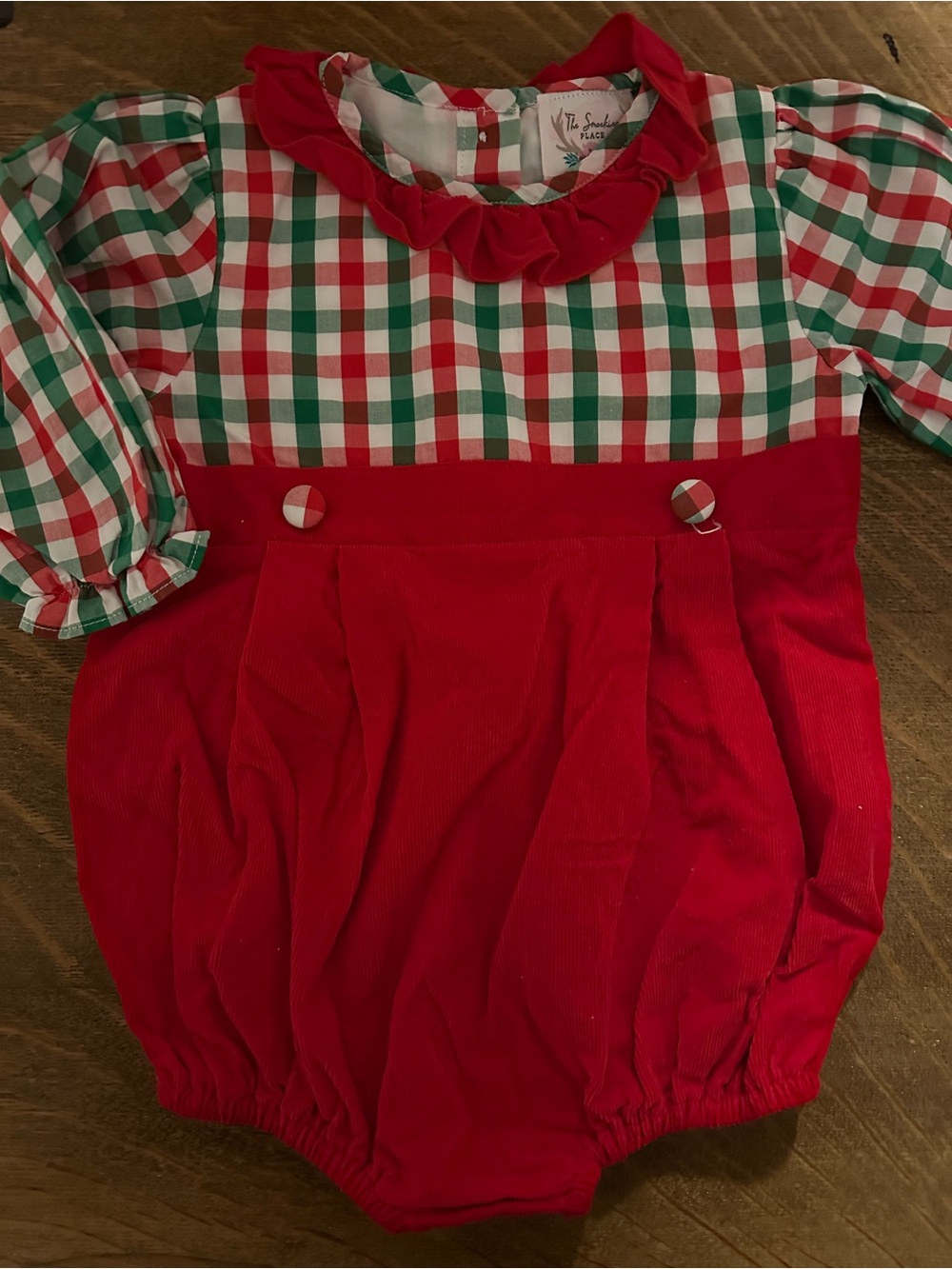 Classic Red & Green Plaid Baby Bubble Romper